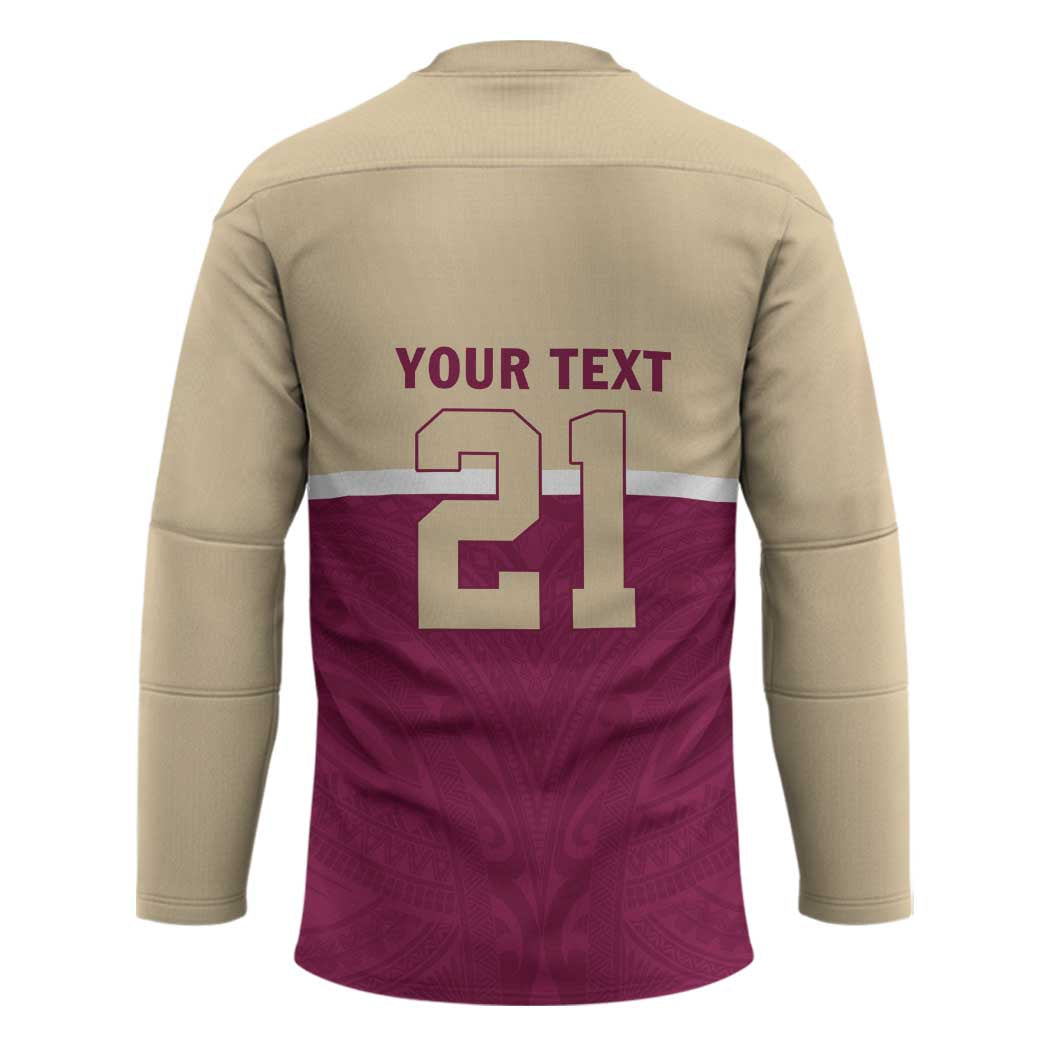 Queensland Samoa Custom Hockey Jersey Maroon Pacific Polynesian Tribal Pattern - Polynesian Pride