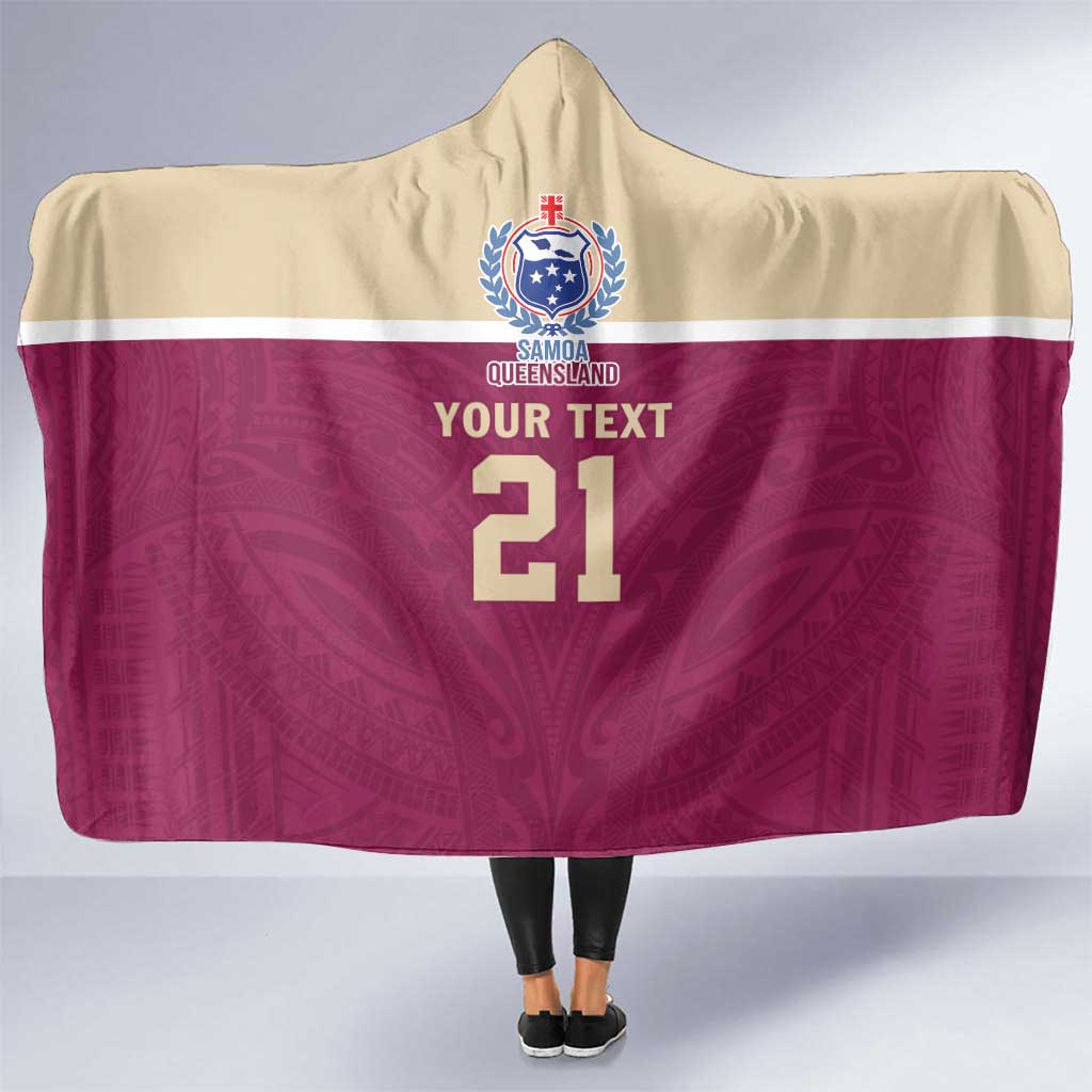 Queensland Samoa Custom Hooded Blanket Maroon Pacific Polynesian Tribal Pattern LT9 One Size Maroon - Polynesian Pride