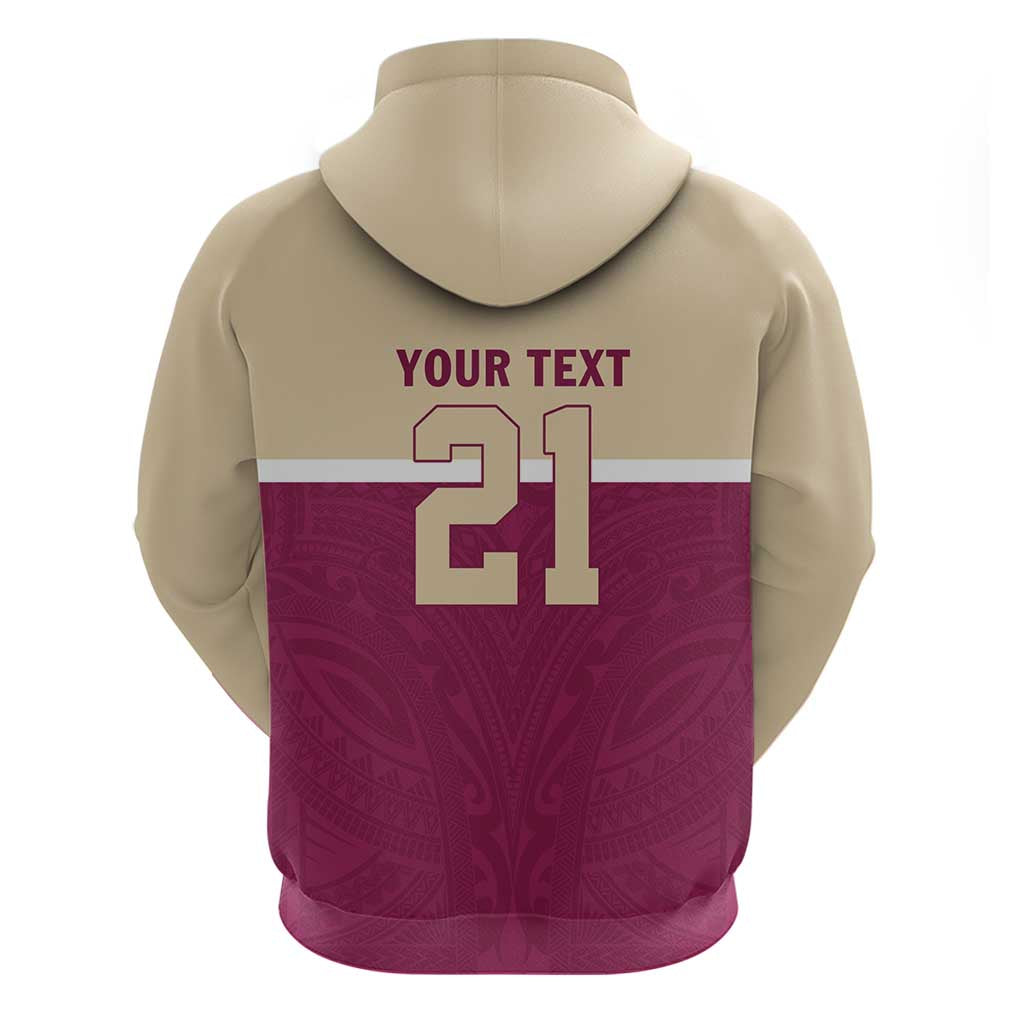 Queensland Samoa Custom Hoodie Maroon Pacific Polynesian Tribal Pattern