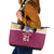 Queensland Samoa Custom Leather Tote Bag Maroon Pacific Polynesian Tribal Pattern