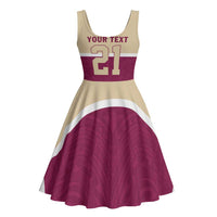 Queensland Samoa Custom Midi Dress Maroon Pacific Polynesian Tribal Pattern - Polynesian Pride