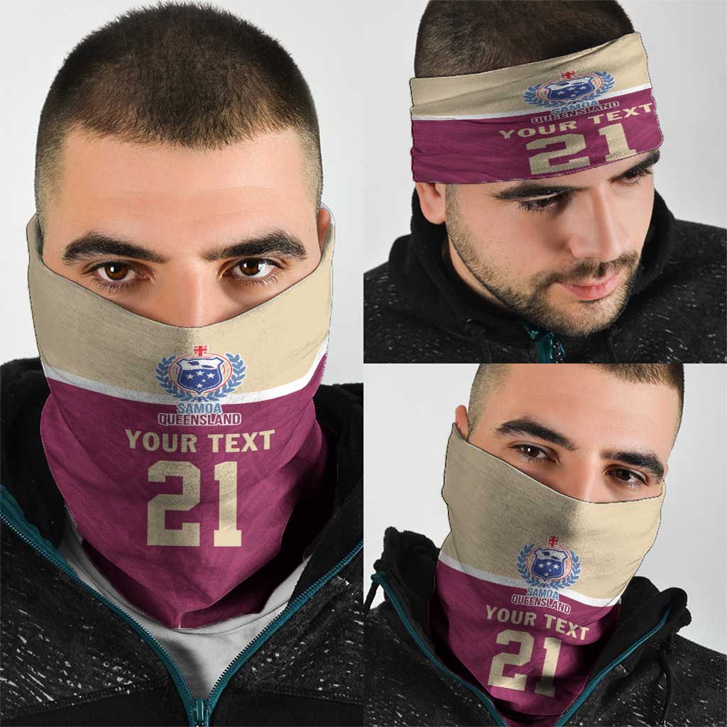 Queensland Samoa Custom Neck Gaiter Maroon Pacific Polynesian Tribal Pattern - Polynesian Pride
