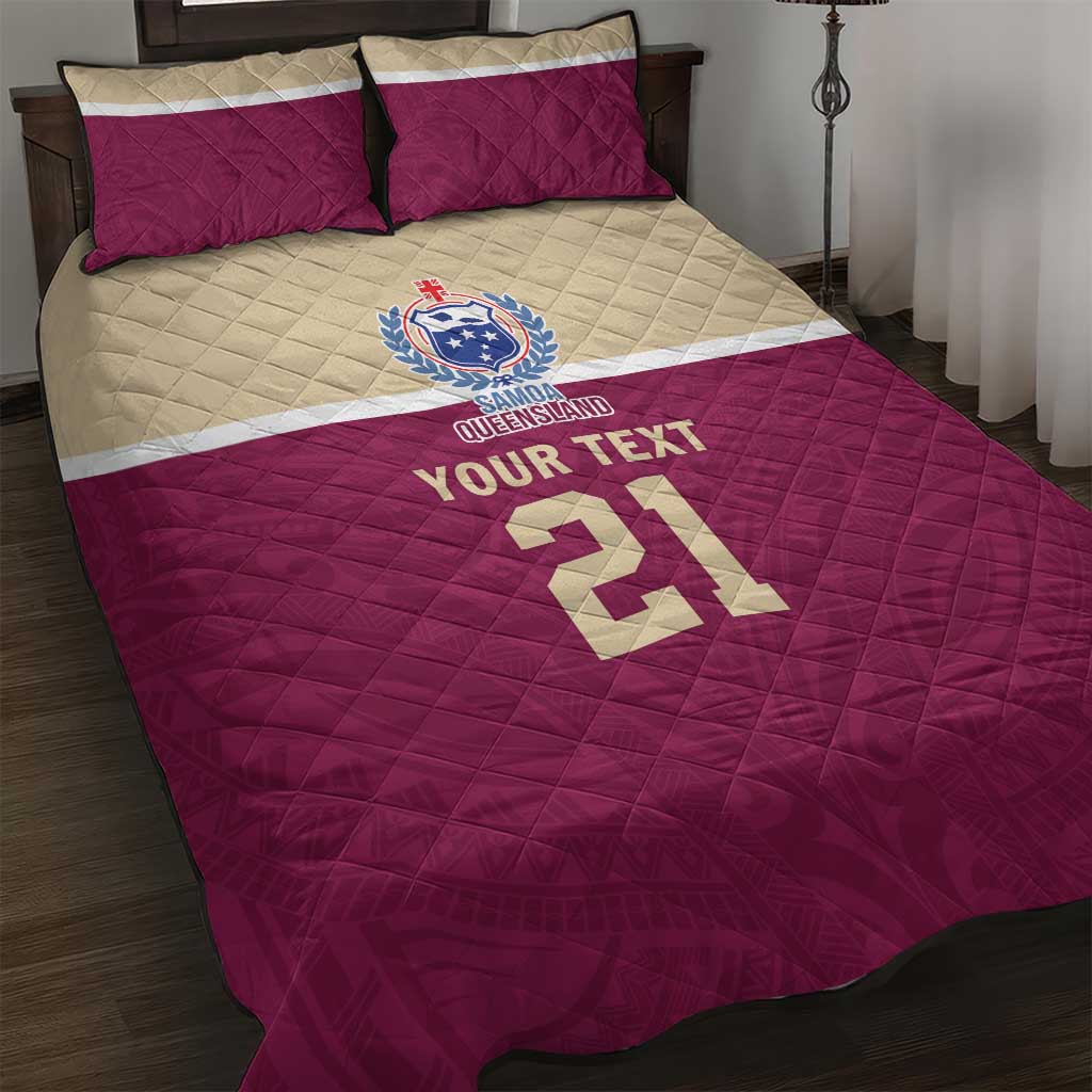 Queensland Samoa Custom Quilt Bed Set Maroon Pacific Polynesian Tribal Pattern LT9 Maroon - Polynesian Pride