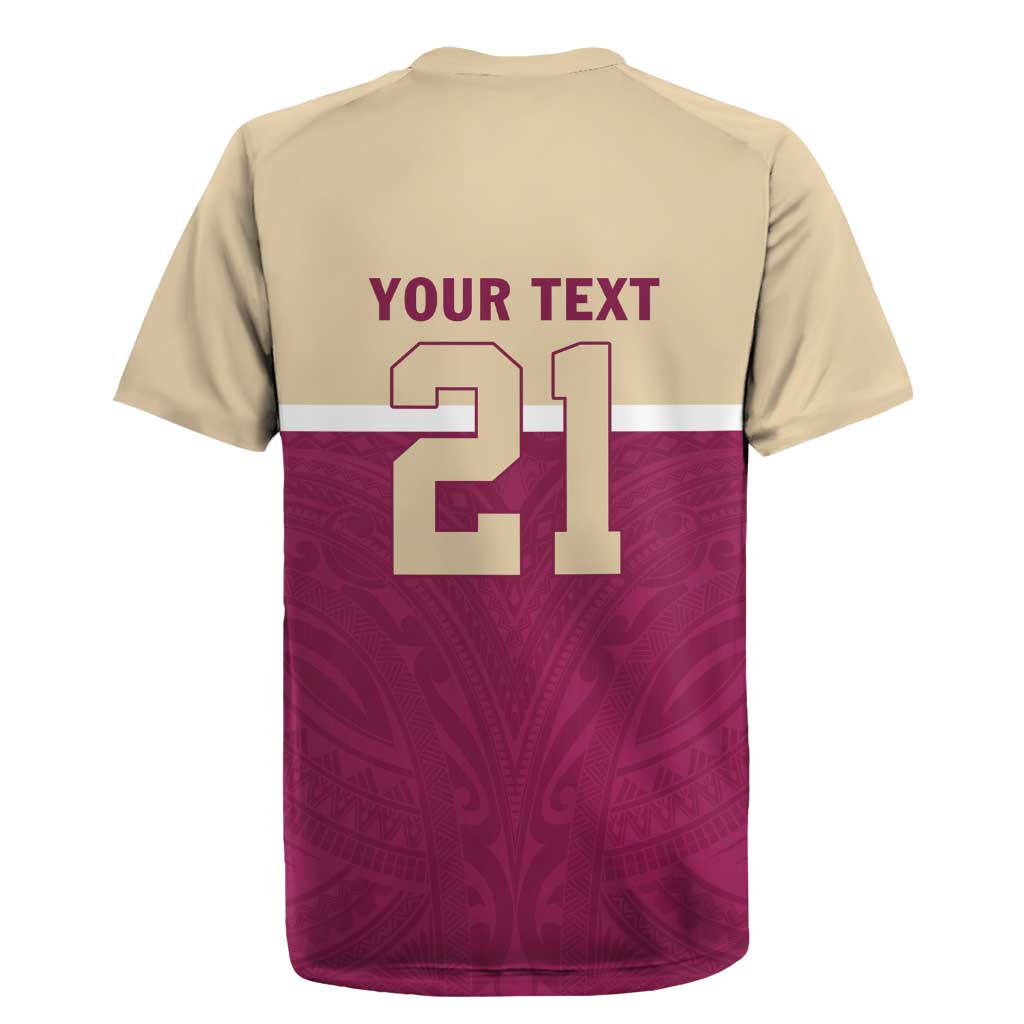 Queensland Samoa Custom Rugby Jersey Maroon Pacific Polynesian Tribal Pattern