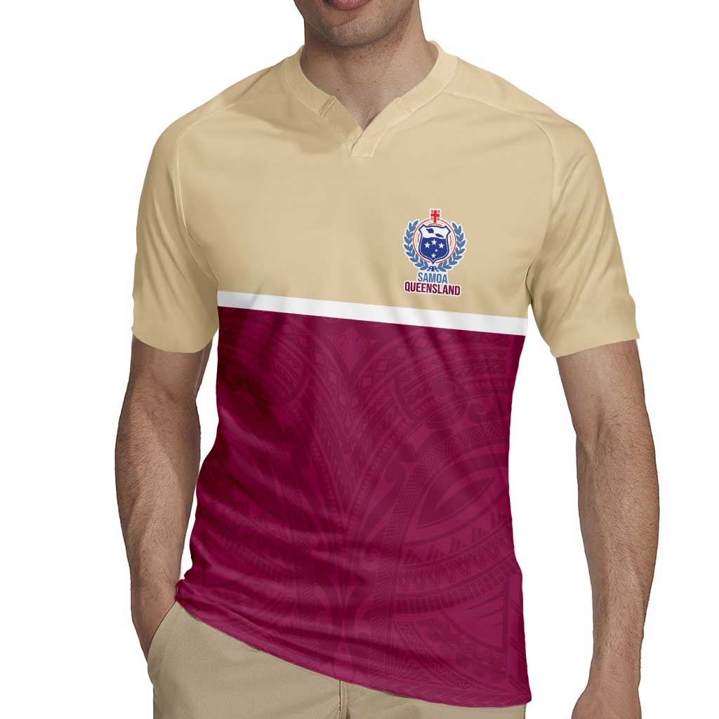 Queensland Samoa Custom Rugby Jersey Maroon Pacific Polynesian Tribal Pattern
