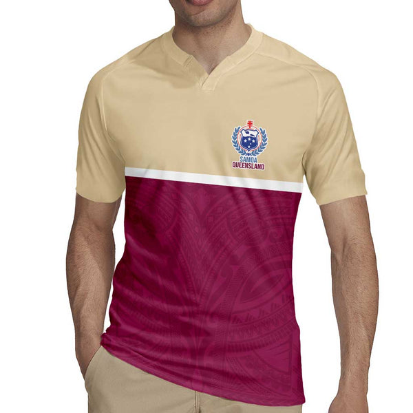 Queensland Samoa Custom Rugby Jersey Maroon Pacific Polynesian Tribal ...