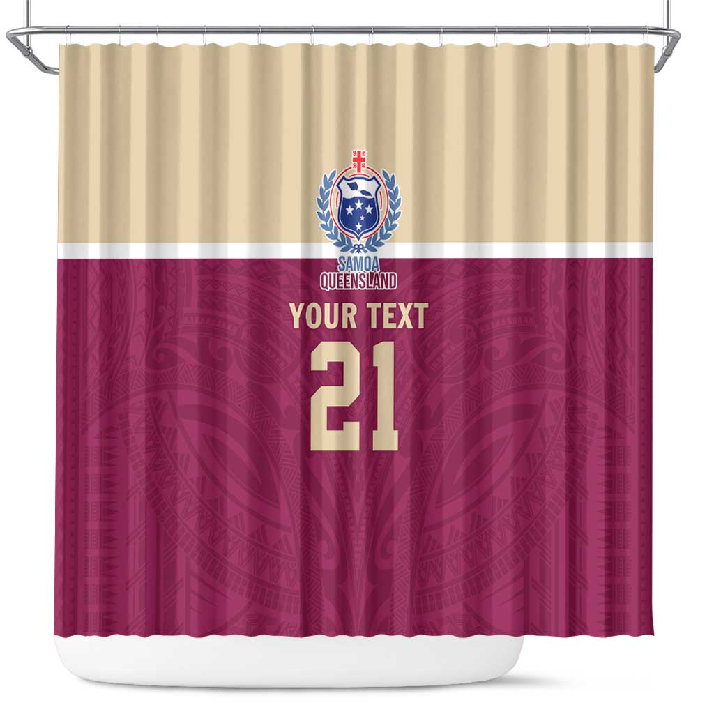 Queensland Samoa Custom Shower Curtain Maroon Pacific Polynesian Tribal Pattern LT9 Maroon - Polynesian Pride