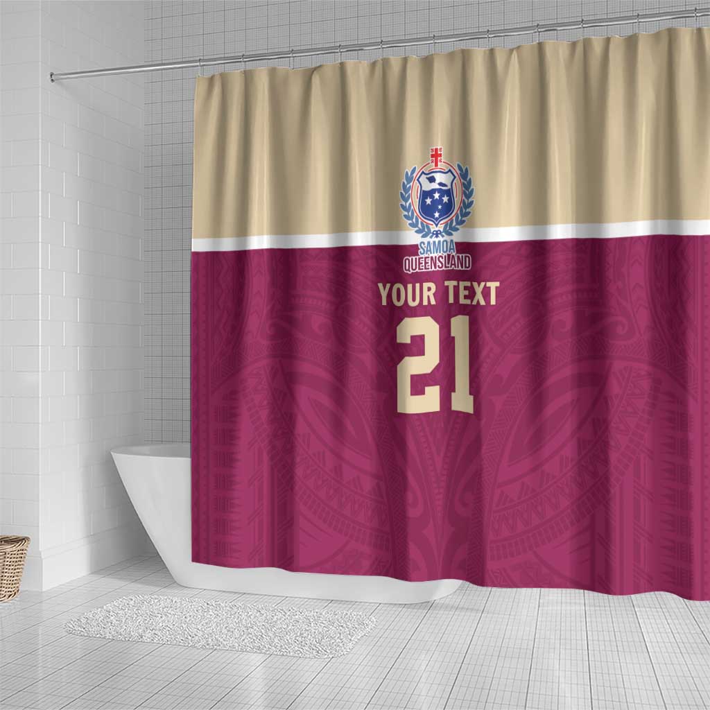 Queensland Samoa Custom Shower Curtain Maroon Pacific Polynesian Tribal Pattern