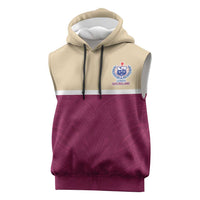 Queensland Samoa Custom Sleeveless Hoodie Maroon Pacific Polynesian Tribal Pattern - Polynesian Pride