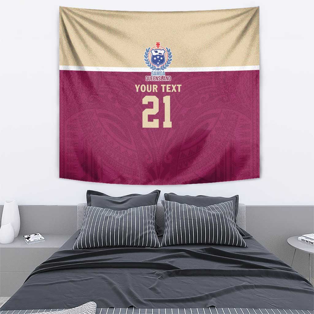 Queensland Samoa Custom Tapestry Maroon Pacific Polynesian Tribal Pattern