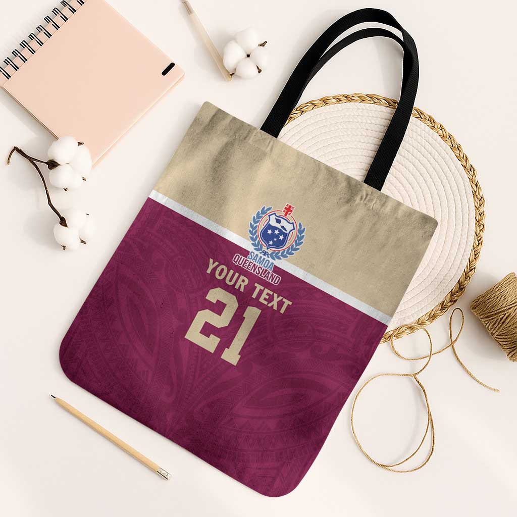 Queensland Samoa Custom Tote Bag Maroon Pacific Polynesian Tribal Pattern - Polynesian Pride