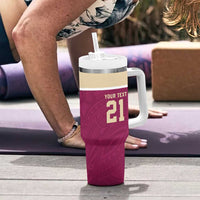 Queensland Samoa Custom Tumbler With Handle Maroon Pacific Polynesian Tribal Pattern