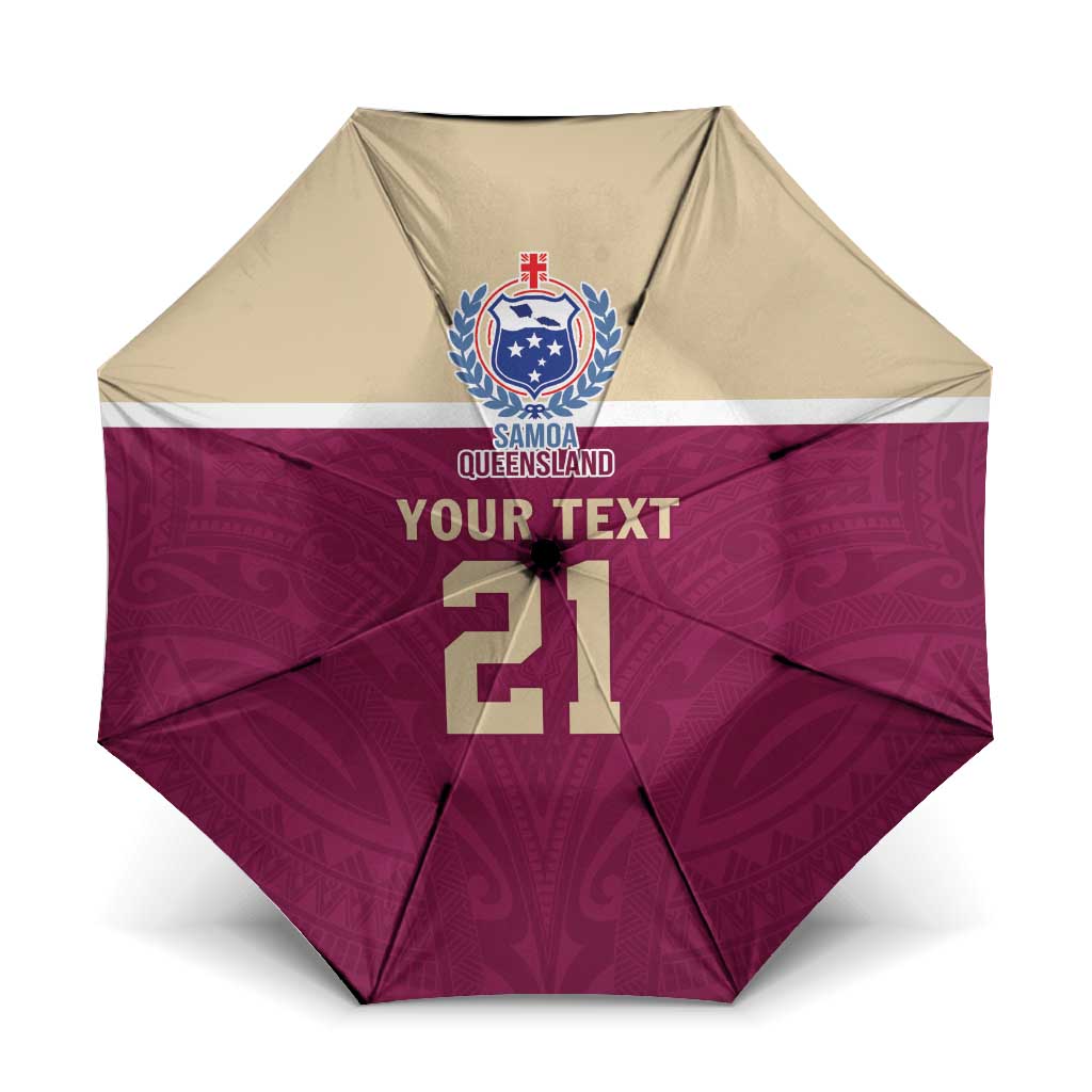 Queensland Samoa Custom Umbrella Maroon Pacific Polynesian Tribal Pattern - Polynesian Pride