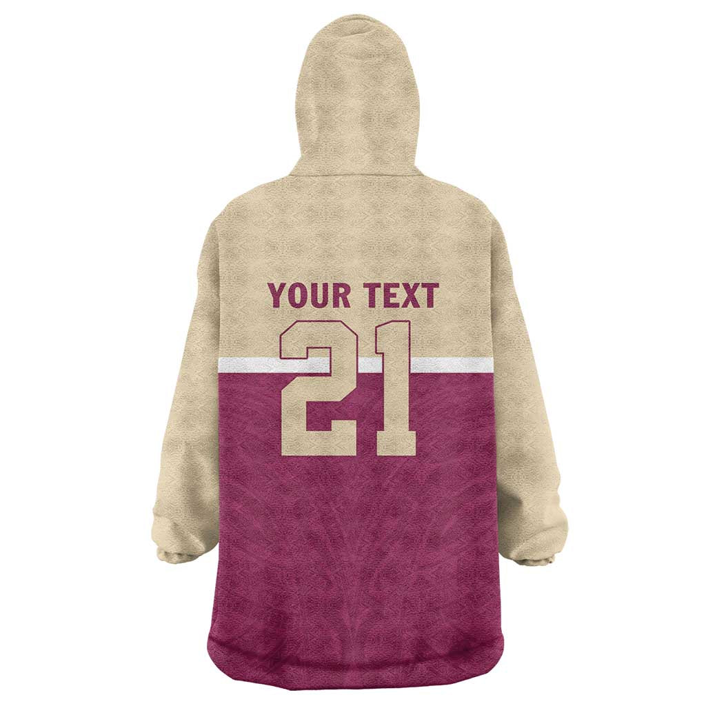 Queensland Samoa Custom Wearable Blanket Hoodie Maroon Pacific Polynesian Tribal Pattern LT9 - Polynesian Pride