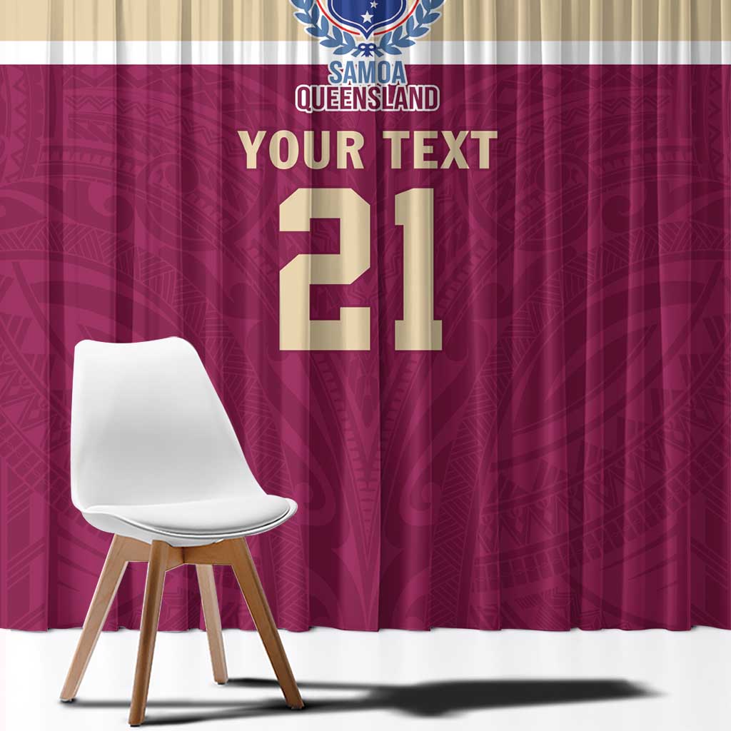 Queensland Samoa Custom Window Curtain Maroon Pacific Polynesian Tribal Pattern