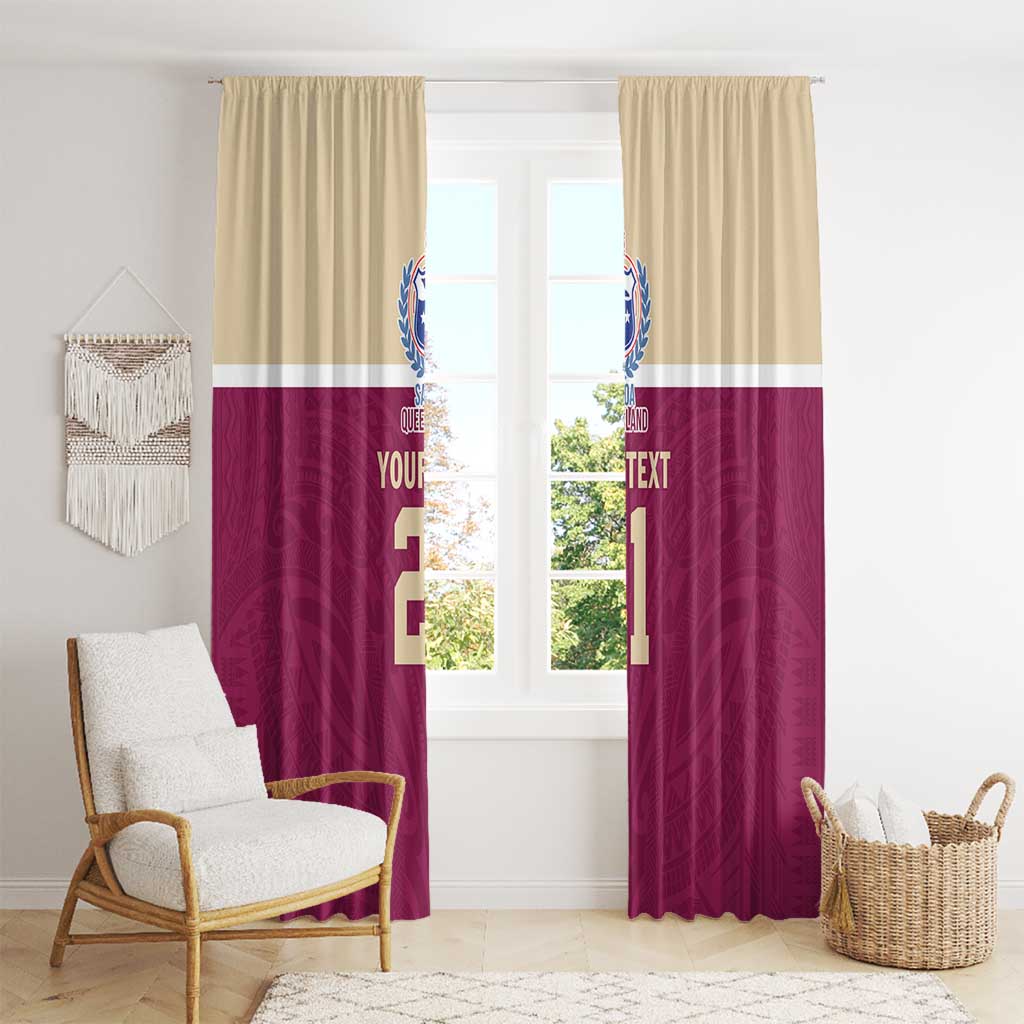 Queensland Samoa Custom Window Curtain Maroon Pacific Polynesian Tribal Pattern