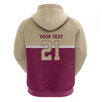 Queensland Samoa Custom Zip Hoodie Maroon Pacific Polynesian Tribal Pattern