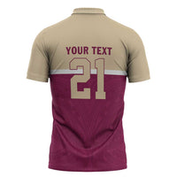 Queensland Samoa Custom Zipper Polo Shirt Maroon Pacific Polynesian Tribal Pattern - Polynesian Pride