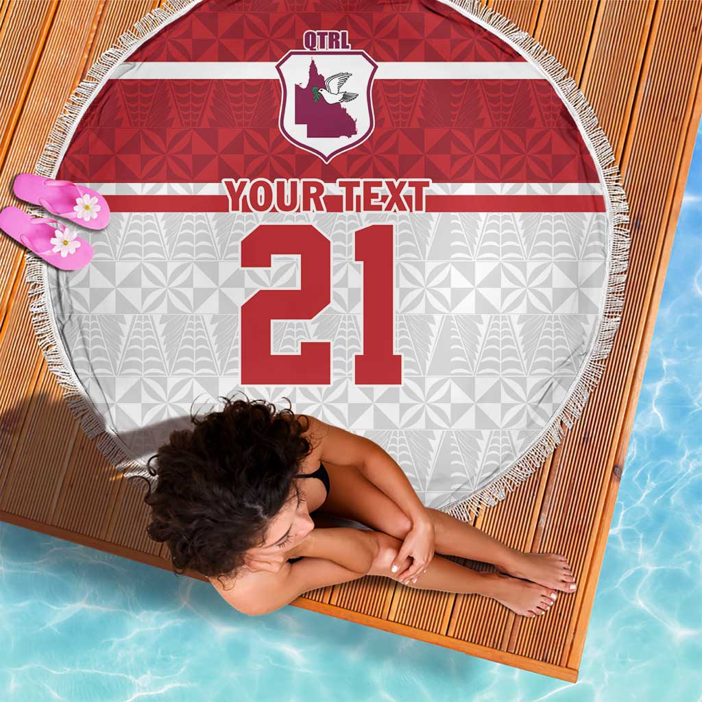 Queensland Tonga Custom Beach Blanket QLD with Tongan Ngatu Pattern