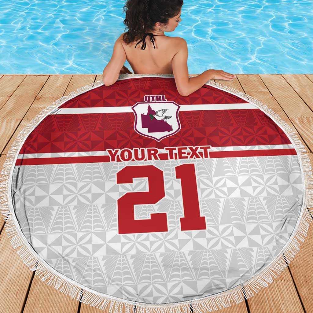 Queensland Tonga Custom Beach Blanket QLD with Tongan Ngatu Pattern