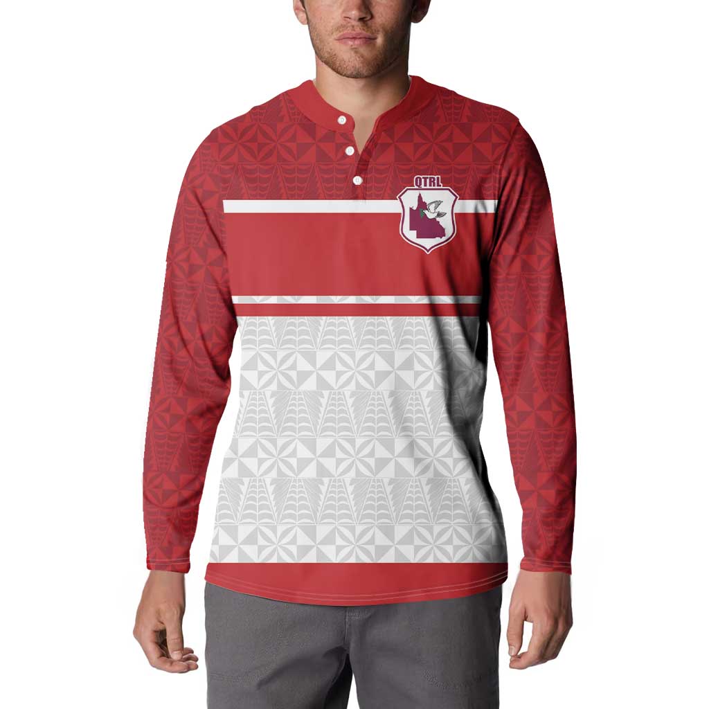 Queensland Tonga Custom Button Sweatshirt QLD with Tongan Ngatu Pattern