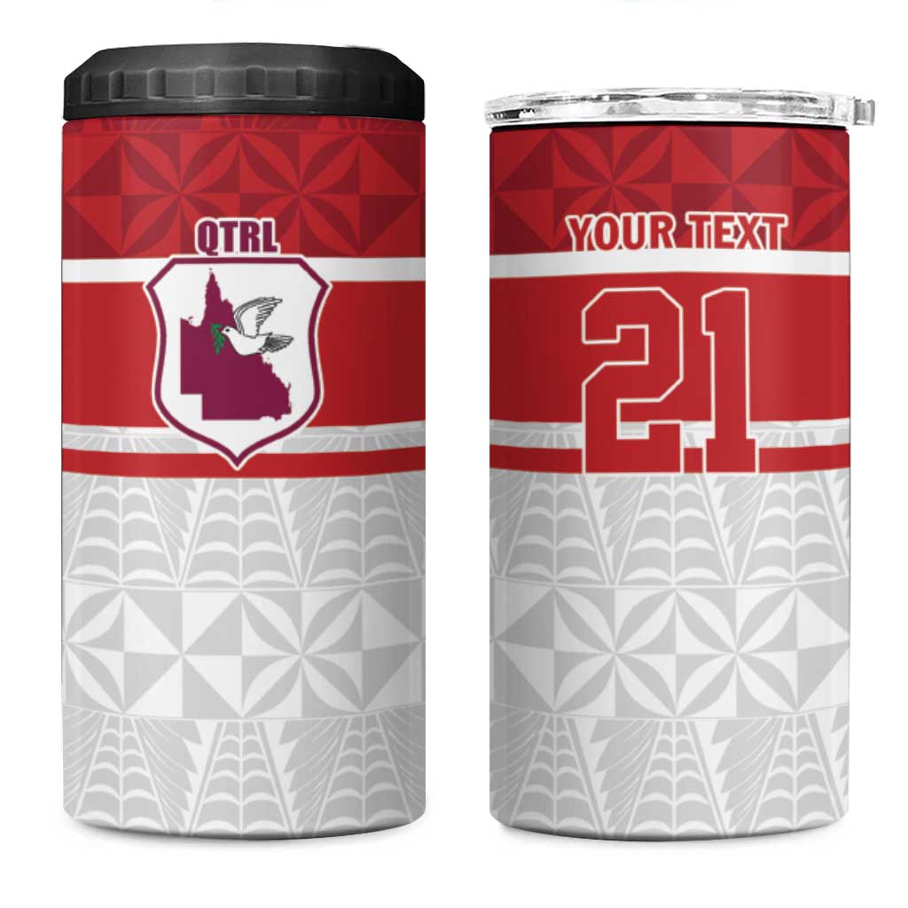 Queensland Tonga Custom 4 in 1 Can Cooler Tumbler QLD with Tongan Ngatu Pattern