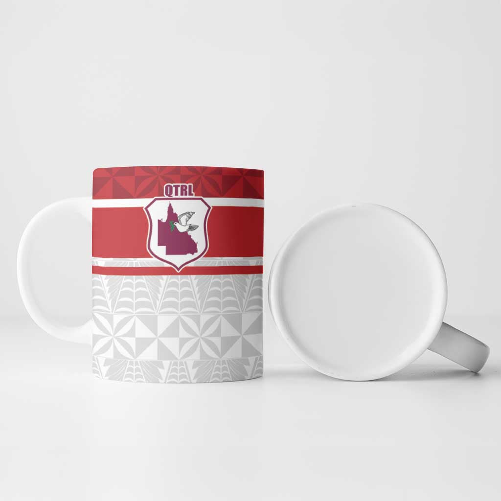 Queensland Tonga Custom Ceramic Mug QLD with Tongan Ngatu Pattern - Polynesian Pride