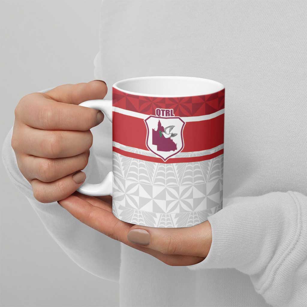 Queensland Tonga Custom Ceramic Mug QLD with Tongan Ngatu Pattern - Polynesian Pride
