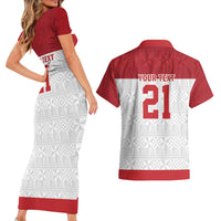 Queensland Tonga Custom Couples Matching Short Sleeve Bodycon Dress and Hawaiian Shirt QLD with Tongan Ngatu Pattern