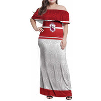 Queensland Tonga Custom Family Matching Off Shoulder Maxi Dress and Hawaiian Shirt QLD with Tongan Ngatu Pattern