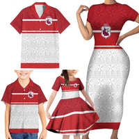 Queensland Tonga Custom Family Matching Short Sleeve Bodycon Dress and Hawaiian Shirt QLD with Tongan Ngatu Pattern