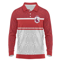 Queensland Tonga Custom Long Sleeve Polo Shirt QLD with Tongan Ngatu Pattern