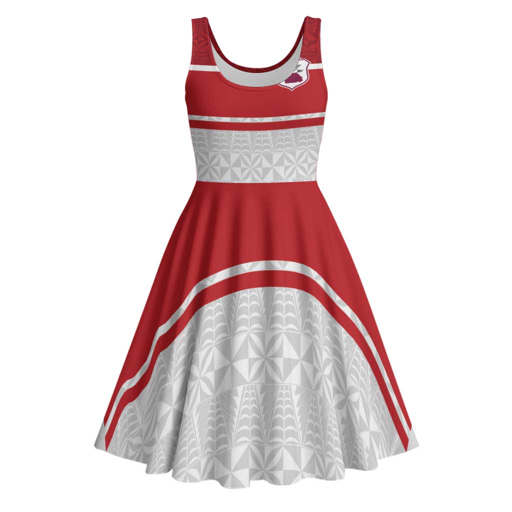 Queensland Tonga Custom Midi Dress QLD with Tongan Ngatu Pattern - Polynesian Pride