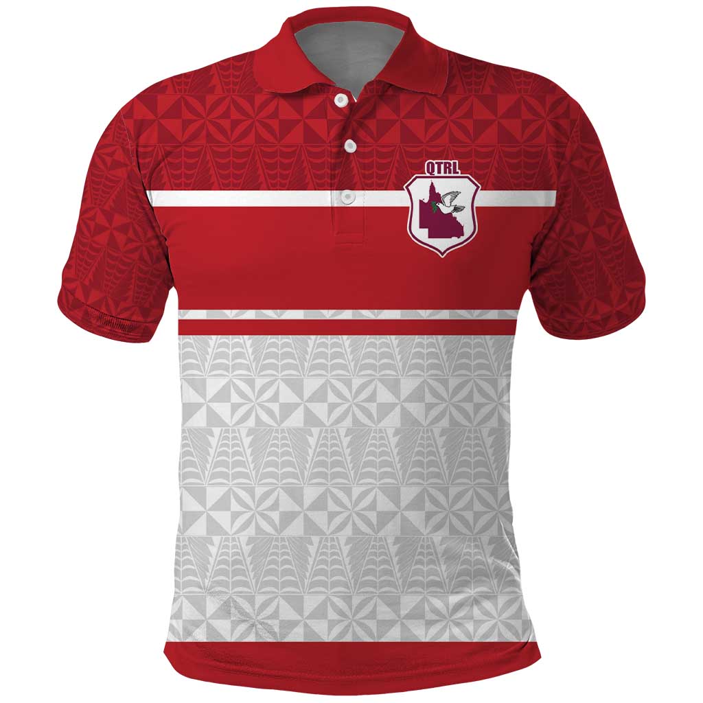 Queensland Tonga Custom Polo Shirt QLD with Tongan Ngatu Pattern
