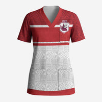 Queensland Tonga Custom Scrub Top QLD with Tongan Ngatu Pattern - Polynesian Pride