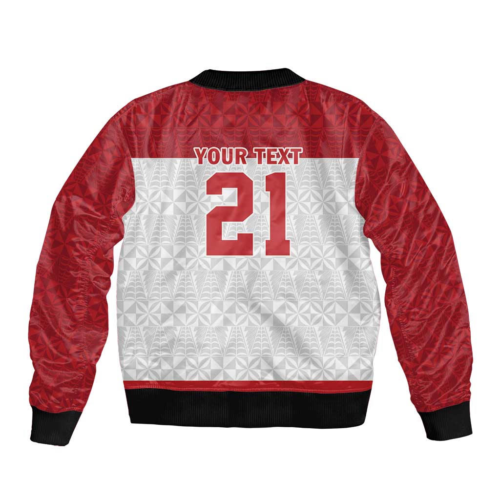 Queensland Tonga Custom Sleeve Zip Bomber Jacket QLD with Tongan Ngatu Pattern LT9 - Polynesian Pride