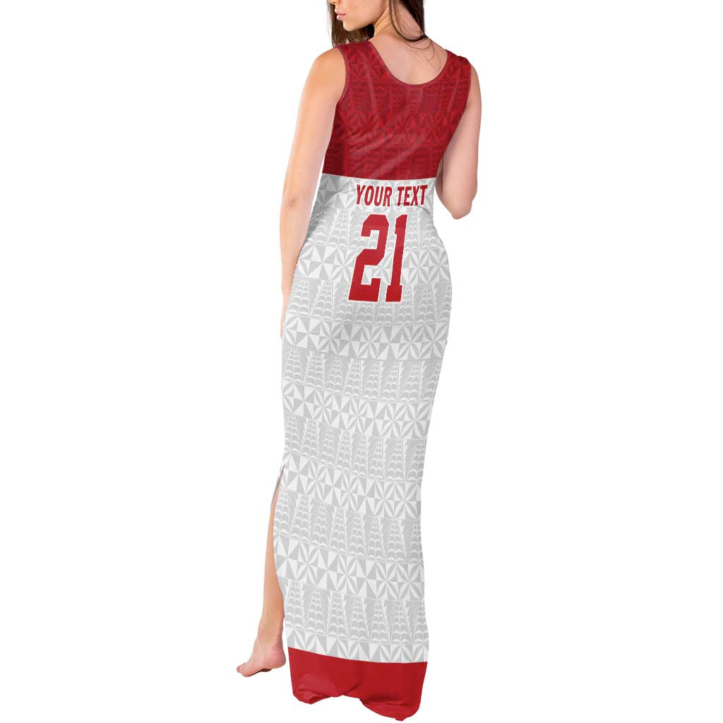Queensland Tonga Custom Tank Maxi Dress QLD with Tongan Ngatu Pattern