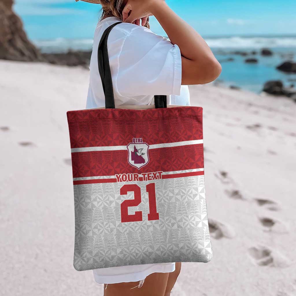 Queensland Tonga Custom Tote Bag QLD with Tongan Ngatu Pattern - Polynesian Pride
