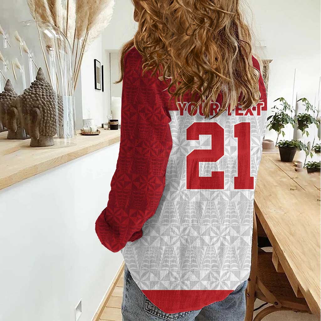 Queensland Tonga Custom Women Casual Shirt QLD with Tongan Ngatu Pattern