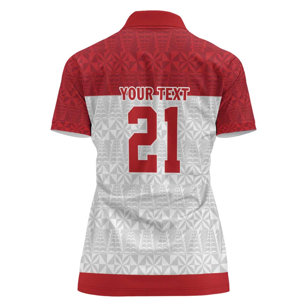Queensland Tonga Custom Women Polo Shirt QLD with Tongan Ngatu Pattern