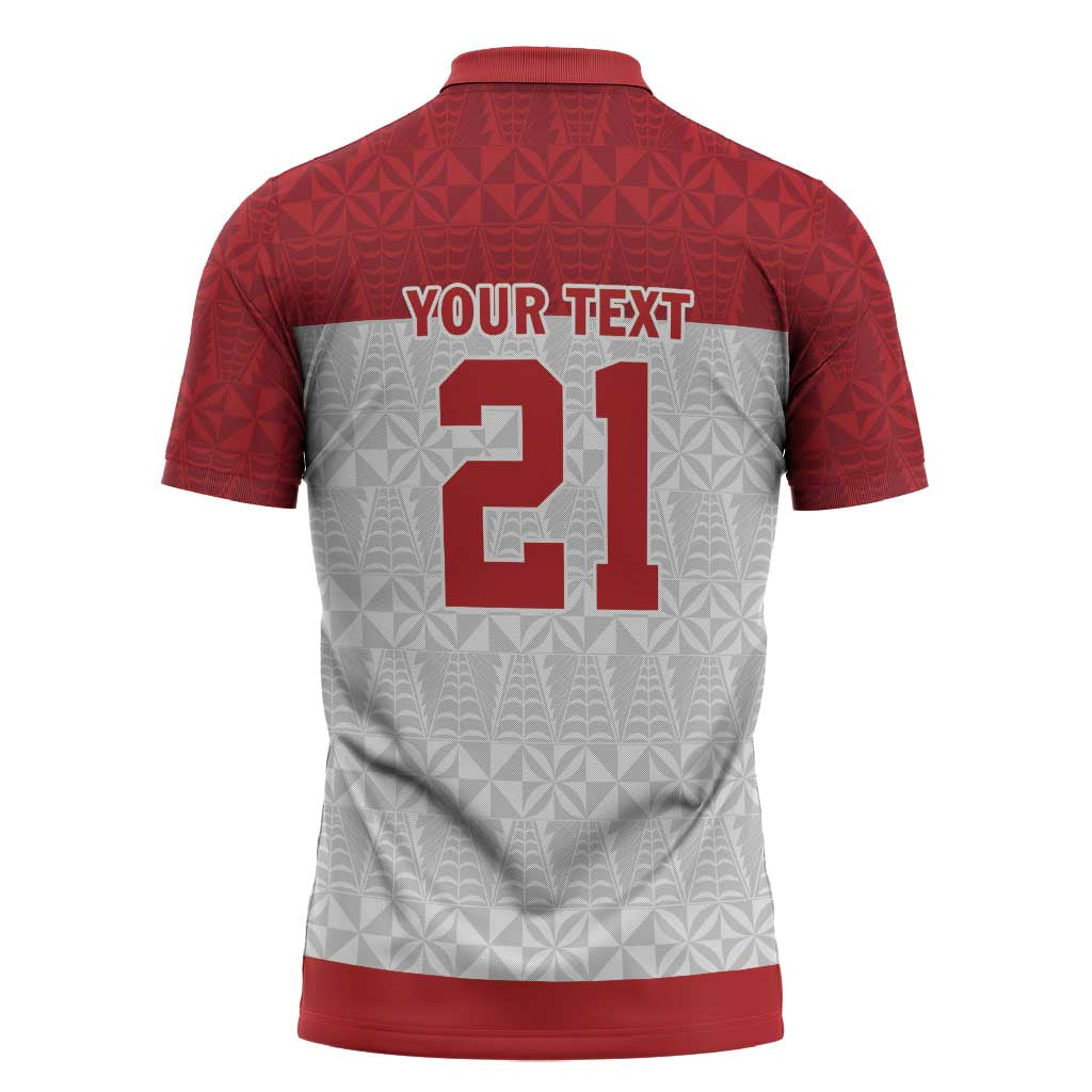 Queensland Tonga Custom Zipper Polo Shirt QLD with Tongan Ngatu Pattern - Polynesian Pride