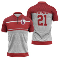 Queensland Tonga Custom Zipper Polo Shirt QLD with Tongan Ngatu Pattern - Polynesian Pride