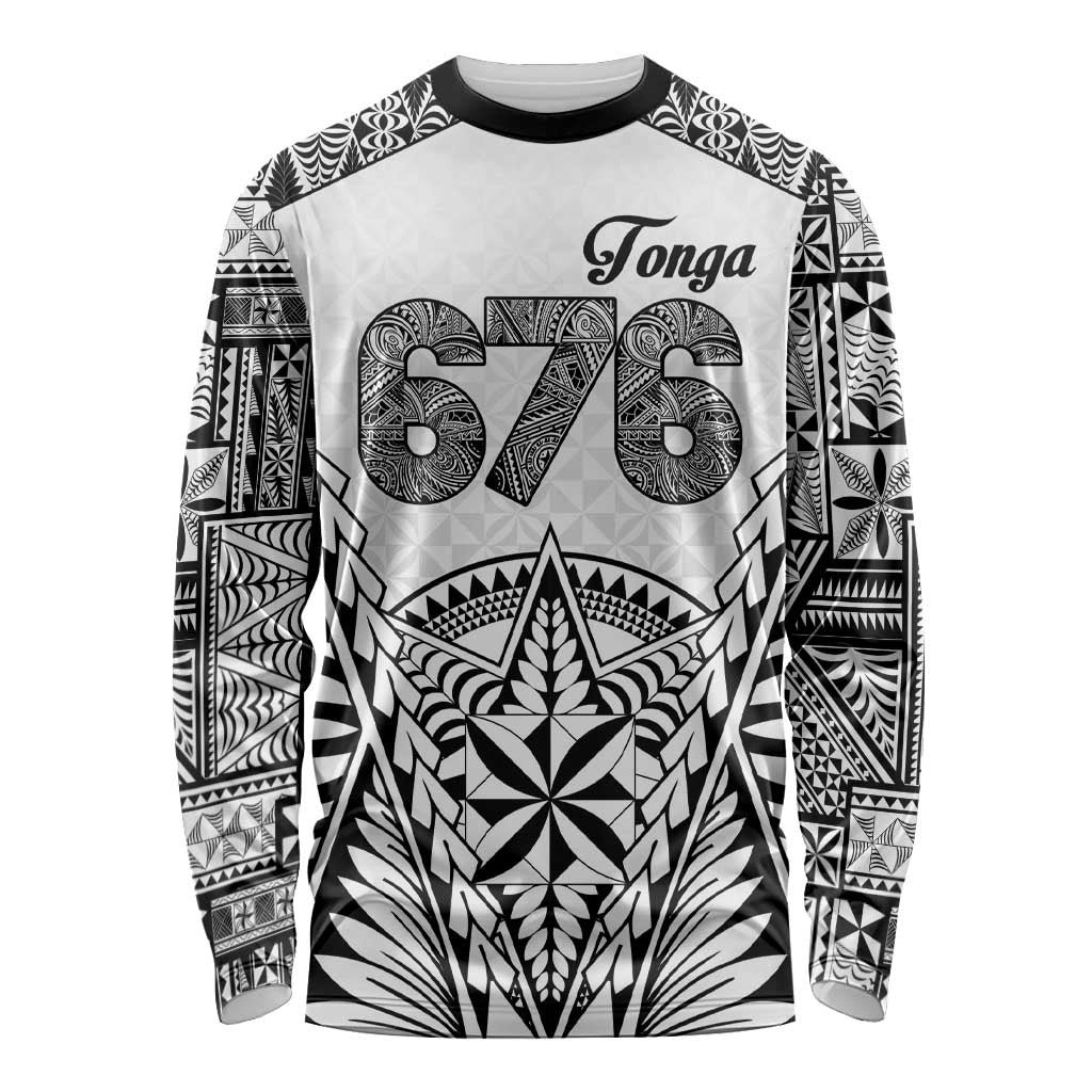 Personalised Tonga 676 Long Sleeve Shirt Tribal Kupesi Ngatu Unique LT9 Unisex White - Polynesian Pride