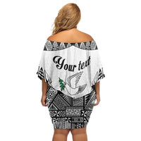 Personalised Tonga 676 Off Shoulder Short Dress Tribal Kupesi Ngatu Unique LT9 - Polynesian Pride