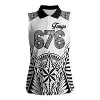 Personalised Tonga 676 Women Sleeveless Polo Shirt Tribal Kupesi Ngatu Unique