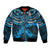 Custom Fiji Rugby Sleeve Zip Bomber Jacket Go Fijian Tapa Arty with World Cup Vibe LT9 Unisex Blue - Polynesian Pride