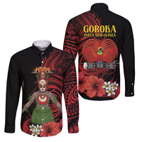 Huli Wigmen Tribe Hela Province Family Matching Puletasi and Hawaiian Shirt Papua New Guinea Indigenous Pattern LT9 Dad's Shirt - Long Sleeve Black - Polynesian Pride