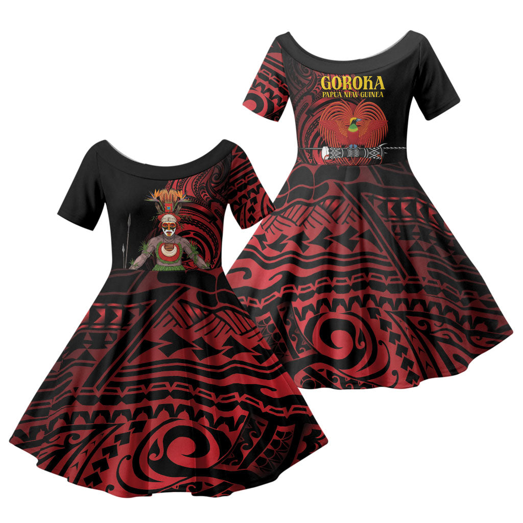 Huli Wigmen Tribe Hela Province Family Matching Puletasi and Hawaiian Shirt Papua New Guinea Indigenous Pattern LT9 Daughter's Dress Black - Polynesian Pride