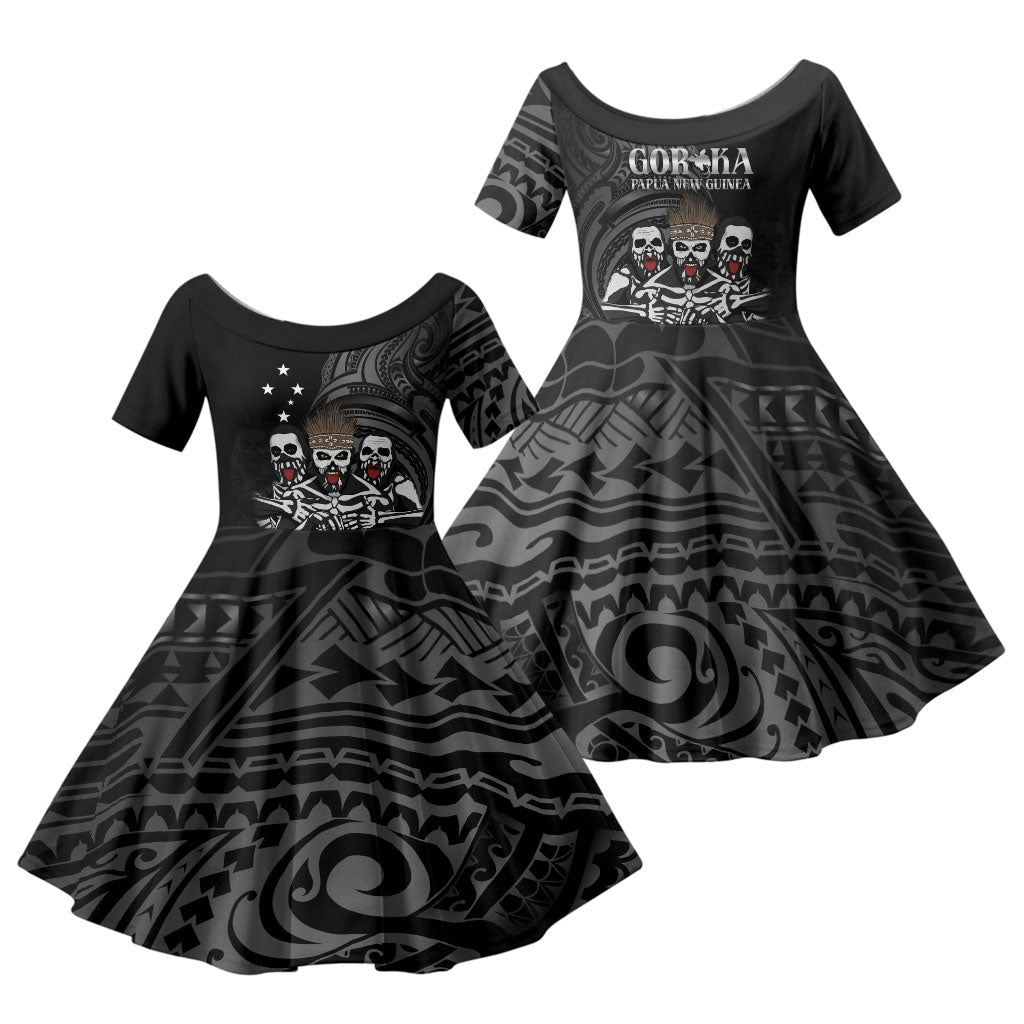 Skeleton Tribe Simbu Province Family Matching Tank Maxi Dress and Hawaiian Shirt Papua New Guinea Indigenous Pattern LT9 Daughter's Dress Black - Polynesian Pride