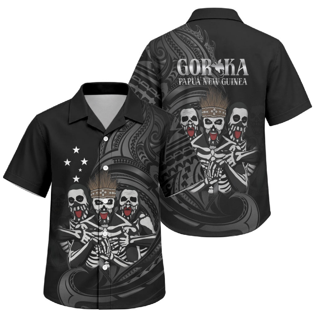 Skeleton Tribe Simbu Province Family Matching Tank Maxi Dress and Hawaiian Shirt Papua New Guinea Indigenous Pattern LT9 Son's Shirt Black - Polynesian Pride